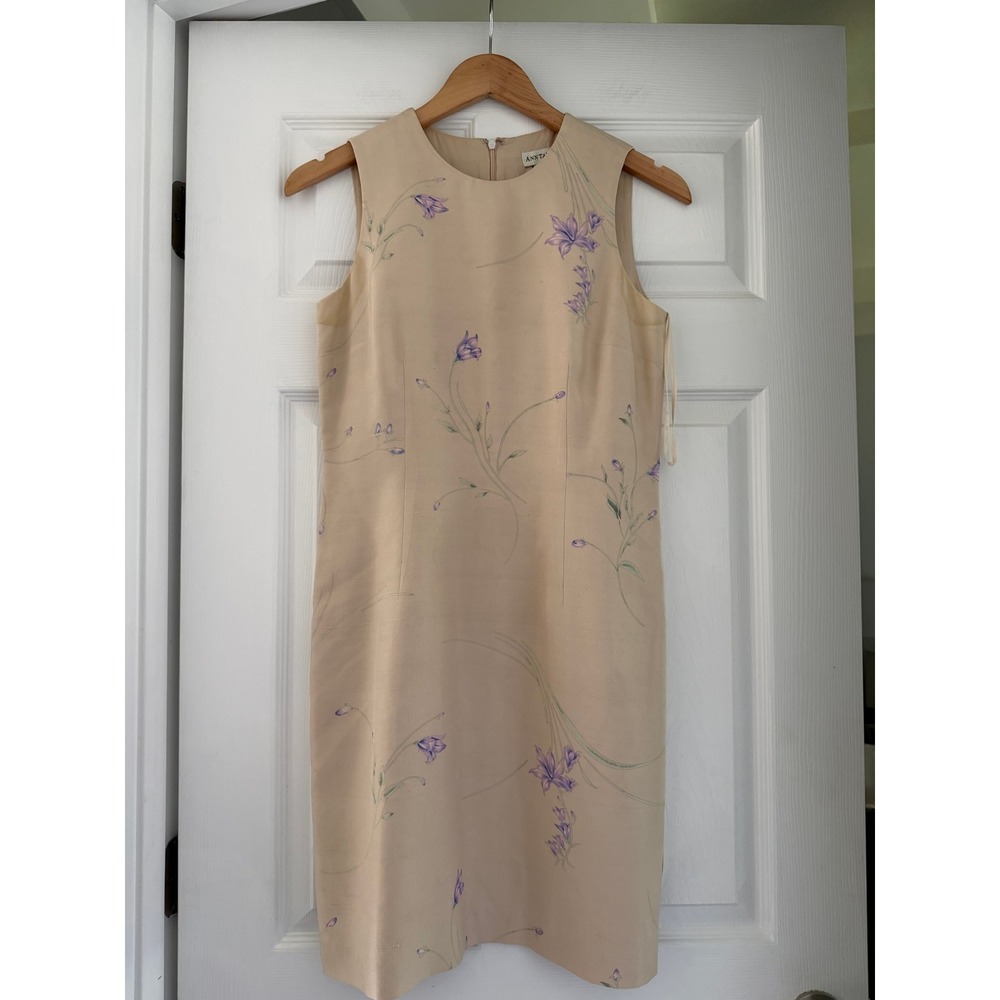 Vintage Ann Taylor Silk Sleeveless Midi Floral Dress Mature Quiet Luxury 90s Mom